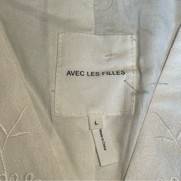 Avec Les Filles Women's Cotton Eyelet Vest-Style Top White Embroidered Sz L - Picture 10 of 13